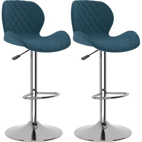 Maison Exclusive - Barhocker 2 Stk. Blau Samt (1/5)