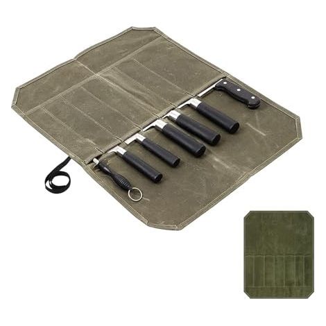 Étui à couteaux de chef en toile Protection multi-compartiments - Outils de cuisine professionnels et porte-couteaux - Porte-lames de sécurité et boîte de rangement multifonctionnelle (1/5)