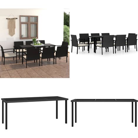9-tlg. Garten-Essgruppe Poly Rattan Schwarz - Gartengruppe - Esstisch - Gartenstuhl - Outdoormöbel - Polyrattan - Home & Living
