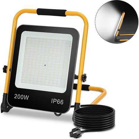 TolleTour LED Baustrahler Arbeitsleuchte 200W 16000LM Kaltweiß LED Fluter mit 3M Kabel und Wasserdicht IP66 Strahler für Innen-und Außenbereich
