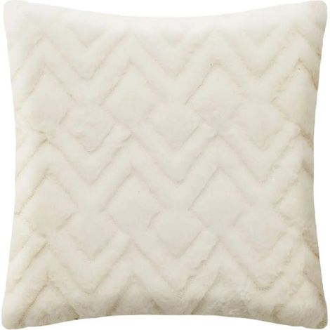 Coussin Imitation Fourrure "Mara" 45x45cm Blanc (1/2)