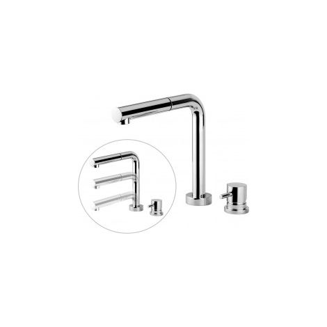 CM ELBA 9234 MISCNIK ACQUAMIX Miscelatore da cucina con comando remoto canna abbattibile e doccetta estraibile sottofinestra colore Nickel spazzolato (1/5)