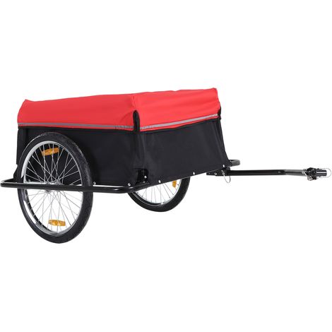Remorque pliable pour vélo, remorque cargo avec attelage, remorque de transport avec une capacité de charge jusqu à 40 kg, remorque de transport pour vélos et chariots, 140 x 88 x 60 cm (1/5)
