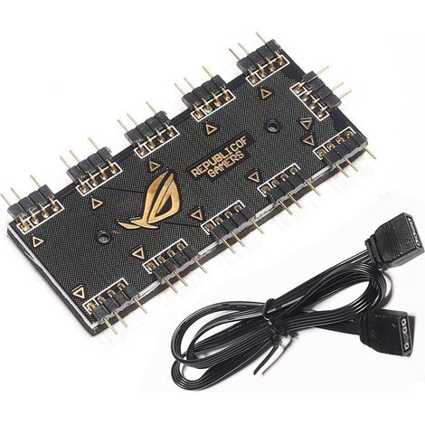 1 Hub RGB pour carte mère, répartiteur 1 vers 10 ports, synchronisation AURA, contrôle éclairage ventilateurs, installation facile (1/5)