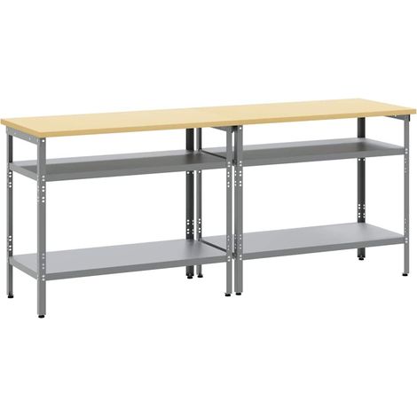 Ensemble d'établi 2 pcs Beige et gris 200 x 55 x 85 cm (1/5)