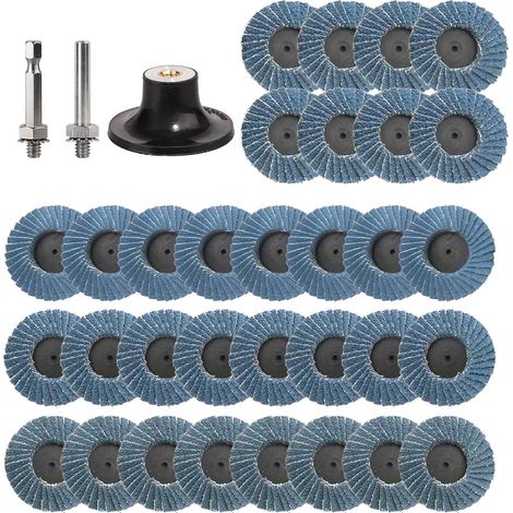 Flap-Disque 50 mm, Lot de 35 Unités Coniques pour Meuleuse d'Angle Mini, Grains 40/60/80/120, Disques à Lamelles pour Ponceuse d'Angle, Décapage et Finition (1/5)
