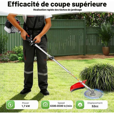 Débroussailleuse Thermique Multifonction 52CC Taille-Haie Tronçonneuse Élagueuse à Essence, avec Harnais Et Accessoires Outil Jardinage Professionnel Agriculture Coupe-Bordure Élagueuse (1/5)
