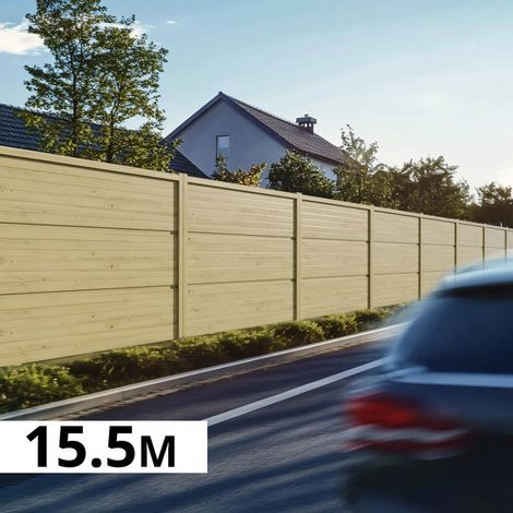 Mur Anti-bruit Bois 15,31x1,8m SILENZO REFLECT - Clôture Réduction Sonore - Palissade