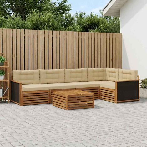 vidaXL Outdoor-Sofagarnitur 6 pcs Natur und Beige 79 x 79 x 37 cm (1/5)