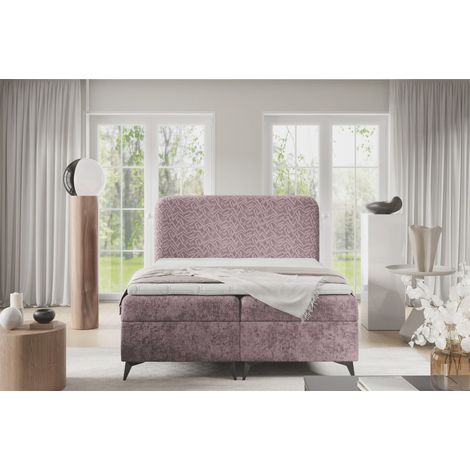 Boxspringbett Schlafzimmerbett TRIANA 200x220cm Stoff Trenza Altrosa