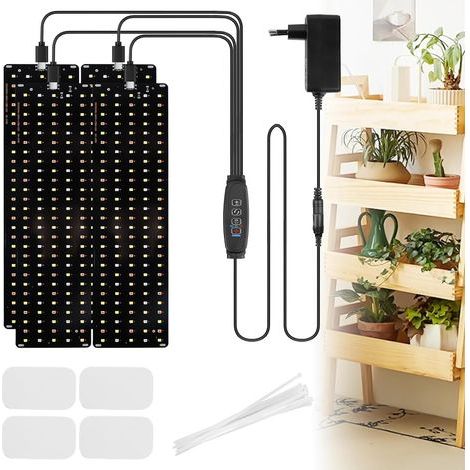 Ensemble de 4 lampes de croissance LED 20W – 540 LED à spectre complet – Minuterie 3/9/12h – 10 niveaux de luminosité pour hydroponie et serres-NANOTEH (1/5)