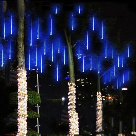 30cm 8 Tubes Bande Fée LED Guirlande Lumière Douche Pluie Romantique Noël Jardin Décorations - Blue (1/3)