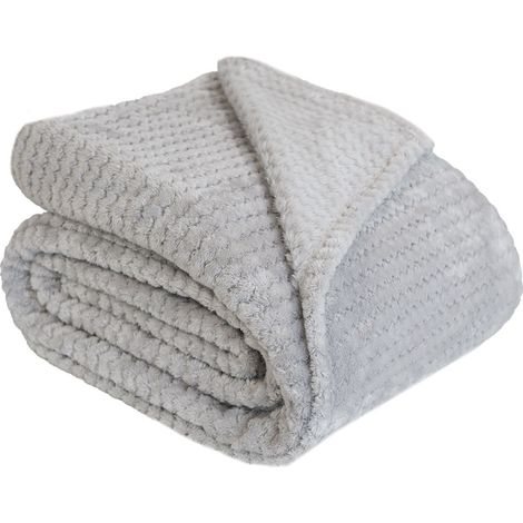 Coperta decorativa in pile Lugo, grigia, liscia, 160x200 cm (1/4)