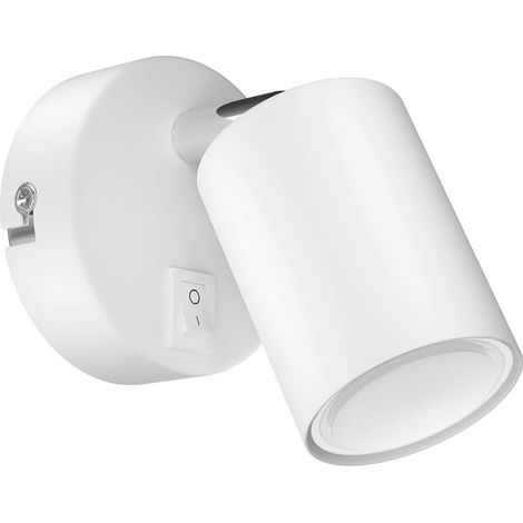 1 Spot mural WAIKA, Interrupteur, Tête orientable 90°, Ampoule GU10 incluse, Salon Cuisine Bureau (1/5)