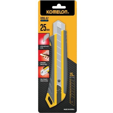 Komelon HR-GA7 Autolock Snap-Off Knife with 25mm Blade for Precise Cutting and Safety (1/2)