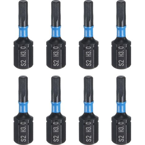 8pcs H3.0 Embout de Tournevis Hexagonal 1/4" Tige Hexagonale 25mm/1" Longueur Magnétique Embouts Acier S2 Forets de Tournevis et de Perceuse Électrique (1/5)