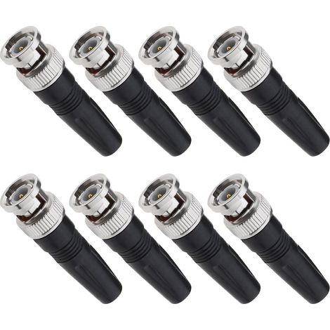 8pcs BNC Connecteur Mâle Remplacement BNC Mâle Adaptateur à Souder Accessoires pour CCTV Système de Sécurité à Domicile Caméra Audio Caoutchouc (1/5)