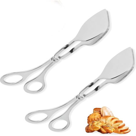 Lot de 2 pinces à pâtisserie, de cuisine, en acier inoxydable, pour saucisses, multifonctions, pour buffet, pané, steak, barbecue, salade (1/5)