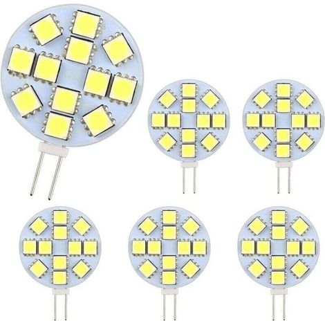 Ampoule G4 LED 2W, AC/DC12-24V, 200LM Blanc Chaud 3000K, 12x 5050SMD, Équivalent Ampoule Halogène 20w, Non-Dimmable, G4 Ampoule Ronde LED pour Lumière d'armoire, Éclairage Encastré, Lot de 6 (1/4)