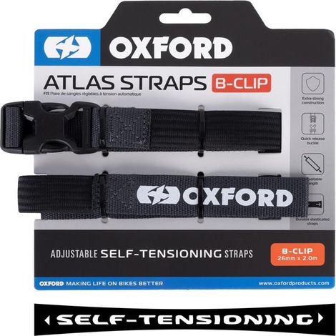 Correas de transporte Oxford Atlas con clip B, 26 mm x 2 m, 2 unidades. Color: gris.