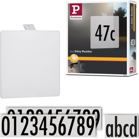 Paulmann 94253 Targhetta Numero Civico Per Outdoor Solar Lampada da Parete Soley Accessorio In Metallo Bianco, 0 W (1/5)