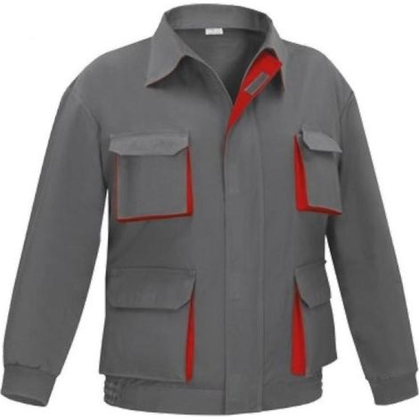 cazadora multibolsillo bicolor talla 48-66 ropa bicolor gris rojo tallaje talla 52