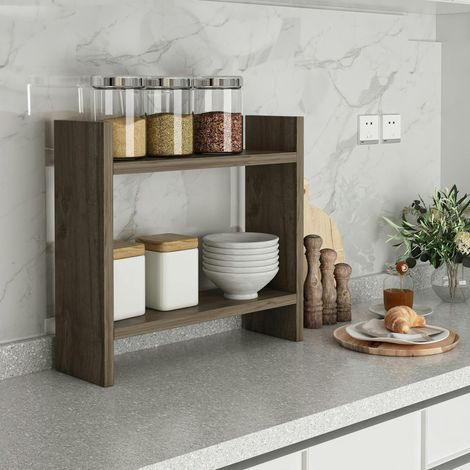 Etagère cuisine à poser effet noyer - 2 niveaux MARFA (1/5)