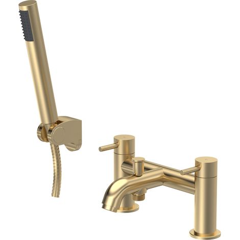Cauldon Round Bath Shower Mixer Tap with Shower Kit - Brushed Brass - Balterley (1/5)