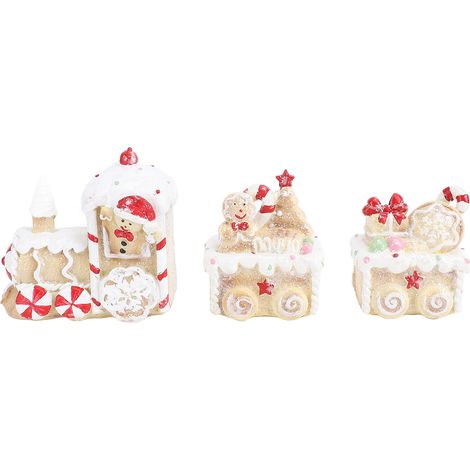 Figurine de train de Noël en résine, trois parties, créative et mignonne, résistante à la décoloration, pour la décoration. (1/5)
