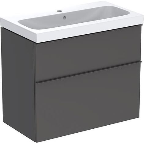 Meuble sous vasque + vasque céramique Geberit iCon 750x705x485 mm lava (1/3)