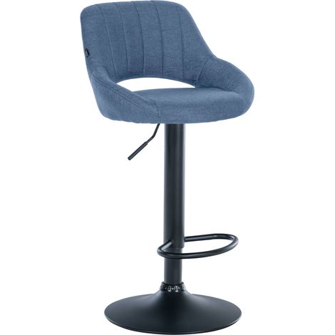 Sgabello da bar regolabile in altezza x1 in tessuto blu con schienale traforato e base in metallo nero 100006190