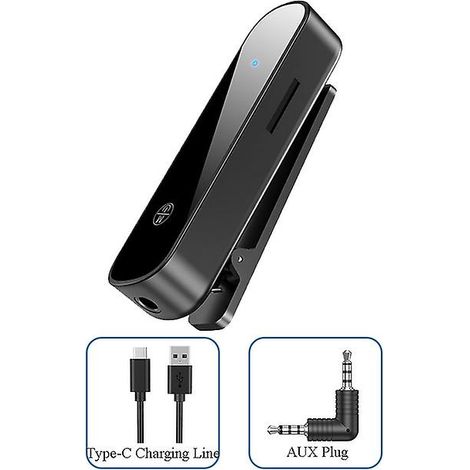 Récepteur Bluetooth 5.3 pour voiture, adaptateur mains libres sans fil Hi-Fi, port USB-C, prise audio 3,5 mm, compatible carte TF, pour casque et haut-parleurs de voiture. (1/5)