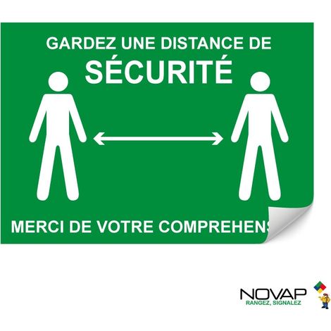 Panneau Garder une distance de sécurité - Vert - Adhésif A4 - 4610108