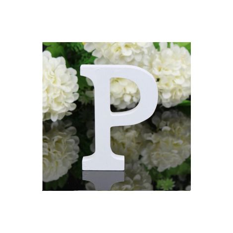 LETTERA "P" IN LEGNO BIANCO 12CM ALFABETO MATRIMONI COMPLEANNI DECORAZIONI FESTA