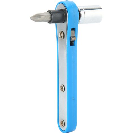 Clé à cliquet 10mm bleue avec embout tournevis PH2, kit de réparation pour vis et boulons, outil multifonction robuste (1/5)