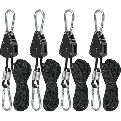 Filiyano-/EA/ Lot de 4 cordes de fixation avec crochet pour lampes ou plantes, réglables (1/2)