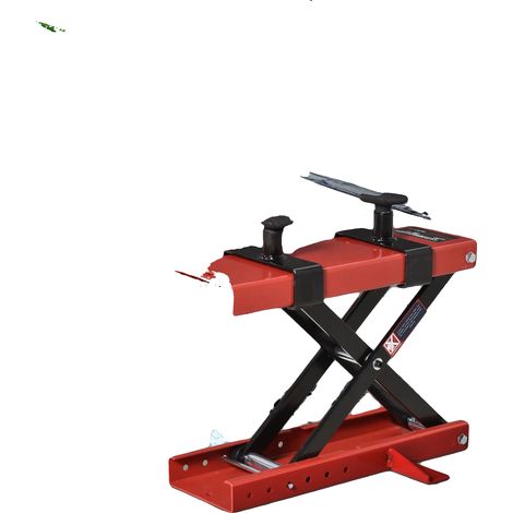 Plataforma elevadora, estructura de acero, altura regulable de 19 a 53 cm, carga máxima de 500 kg, acabado con recubrimiento en polvo, compatible con la mayoría de las motocicletas estándar. (1/5)