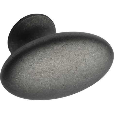 Furnipart Möbelknopf Simple Breite 60mm - ovaler Möbelknauf, Zinkdruckguss antik grau