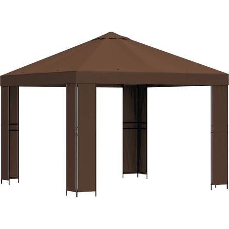 Gazebo 3 x 3 m Marrone Poliestere e Acciaio 190 gsm vidaXL