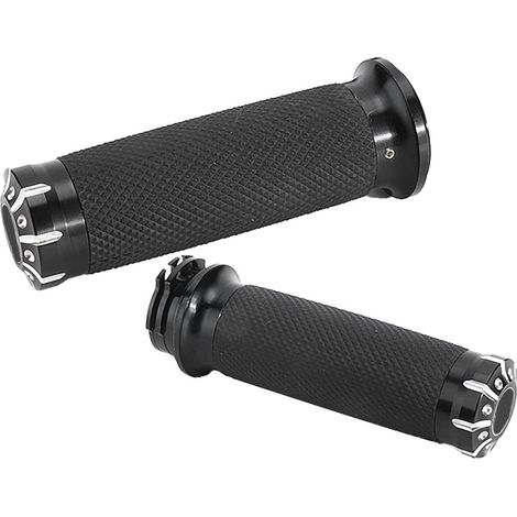 Puños para manillar de motocicleta - 2 piezas - Acero inoxidable - Negro - VRSC XL XR 1996- - 1 pulgada de diámetro (1/5)