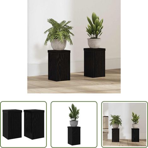 Pflanzenständer für Innen und Außen - Pflanzenständer 2 pcs Schwarz Eichen-Optik 10 x 10 x 18 cm (1/5)