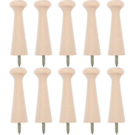 Lot de 10 crochets à visser en bois pour suspendre des objets au mur. (1/4)