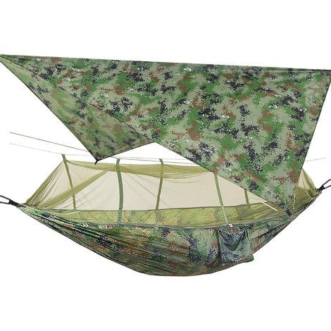 Ultralight Portable Nylon Camping Hammock with Mosquito Net, Tree Straps and Rain Cover for Outdoor Hammock (1/5)