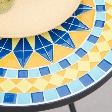 Table d'extérieur en métal avec dessus mosaïque, 35,5 x 53,5 cm, pour balcon ou terrasse