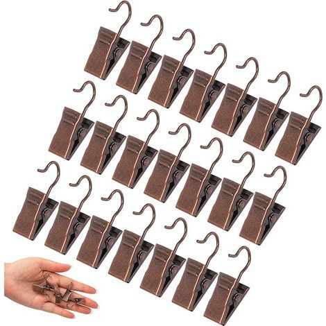 Lot de 30 mini crochets robustes pour rideaux de photos, décoration d'intérieur, loisirs créatifs (cuivre) (1/5)