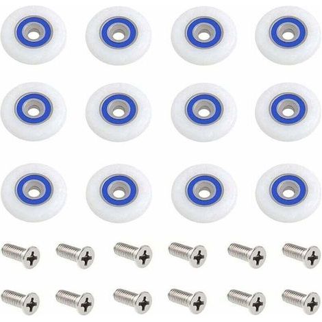 pair Roulette Porte Douche 12 Pièces 27mm Roulettes pour Porte de Douche Roulette Porte Douche Roues Roulettes de Rechange Roulette Porte Roulette de Douche pour Porte de Douche avec Des Vis (1/4)