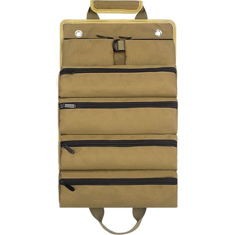 Trousse à outils enroulable - Sac à outils - Pochette à outils - Étanche - Rouleau à outils - Kaki - Sac enroulable - Nylon - 49,5 x 32 x 6,5 cm (1/5)
