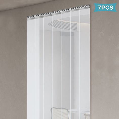 7x Tendina strisce PVC, tenda a lamelle trasparente 200x18cm + set supporti