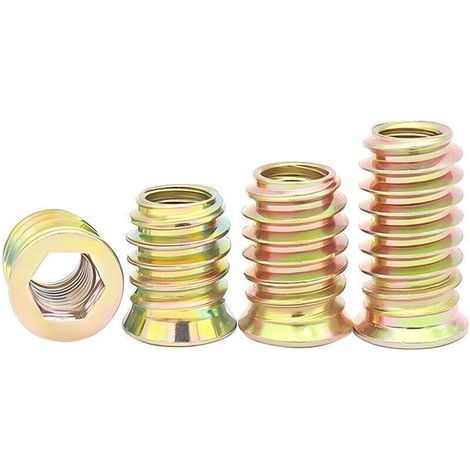 20 Écrous Hexagonaux Filetés M4×15 mm pour Bois – Inserts à Visser pour Meubles, Fixation Robuste et Facile (1/5)