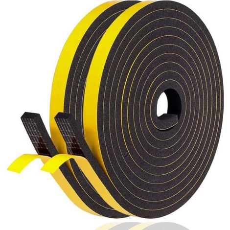 1 Rouleau Joint Adhésif Mousse Caoutchouc, 10m x 10mm x 6mm, Noir, Isolation Thermique Et Phonique, Pour Porte Fenêtre Meuble (1/5)